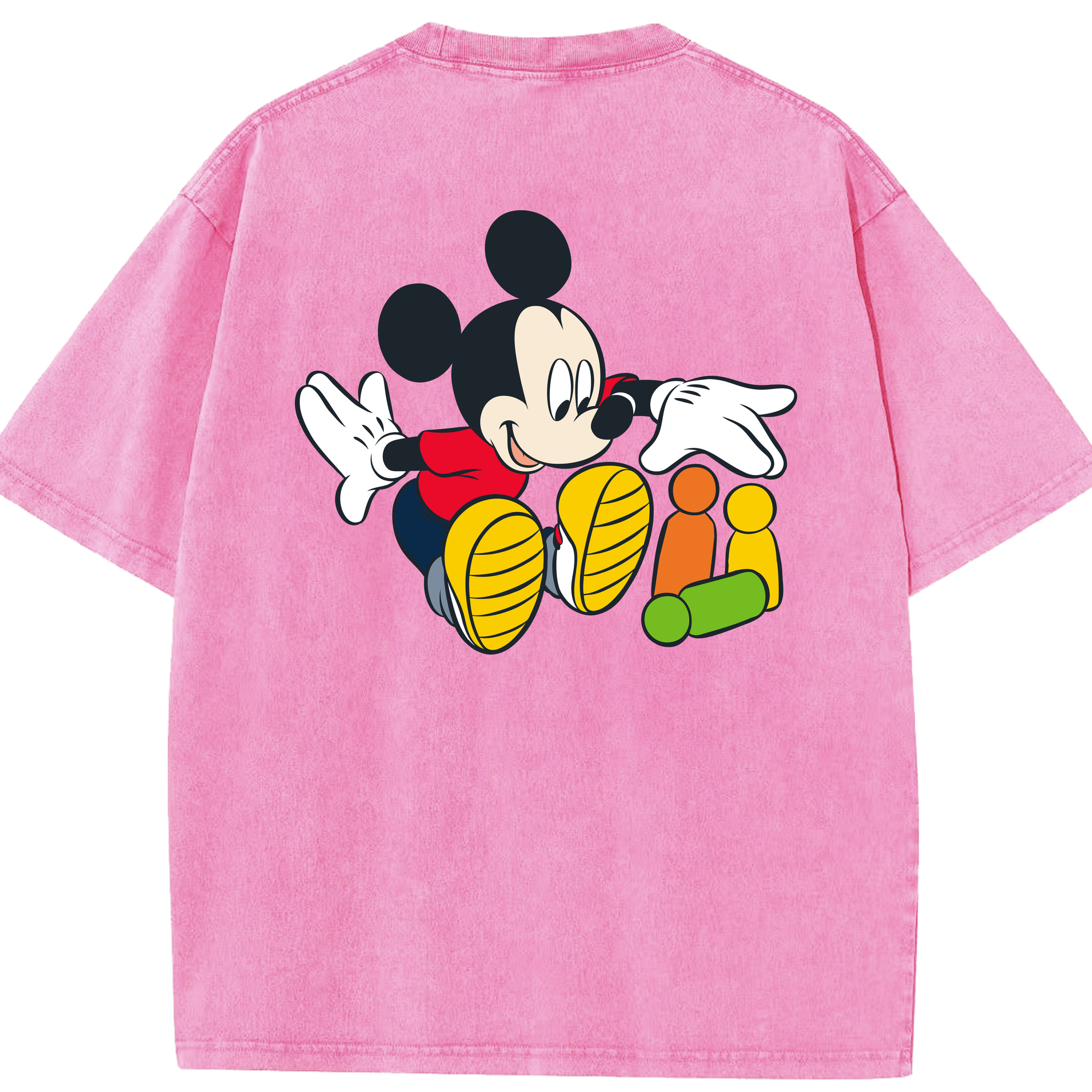（画像用） ミッキーマウス Mickey Mouse 綿100% ヴィンテージ風 半袖Tシャツ（背面プリント）